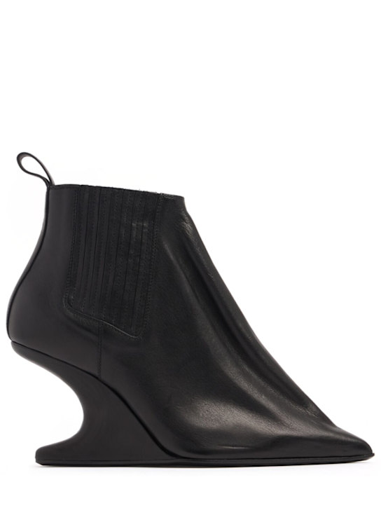 Rick Owens: 80mm Ankle Taco leather ankle boots - Black - women_0 | Luisa Via Roma