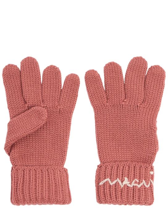 Marni Junior: Wool blend knit gloves - ピンク - kids-girls_0 | Luisa Via Roma