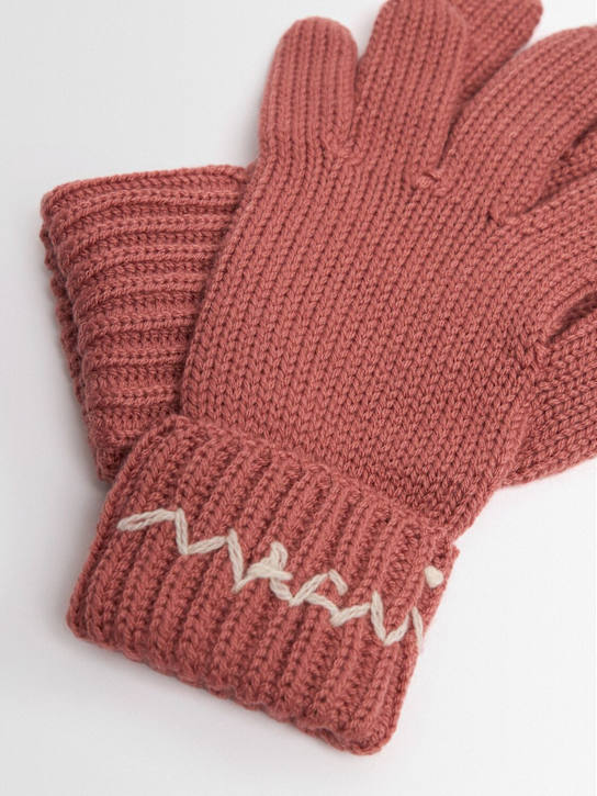 Marni Junior: Wool blend knit gloves - ピンク - kids-girls_1 | Luisa Via Roma