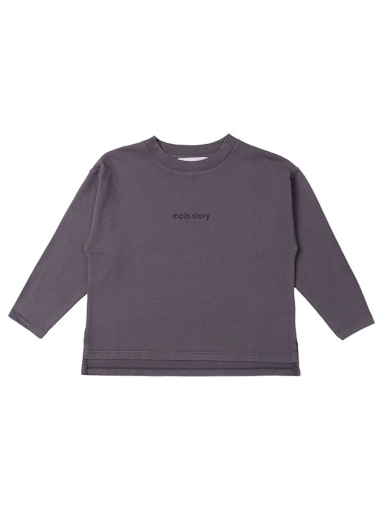 Main Story: Camiseta de algodón orgánico de manga larga - Gris - kids-girls_0 | Luisa Via Roma