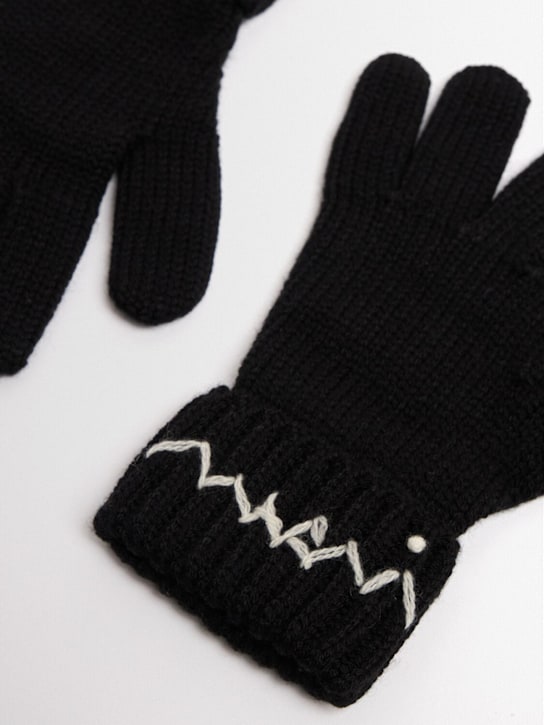 Marni Junior: Wool blend knit gloves - Black - kids-girls_1 | Luisa Via Roma