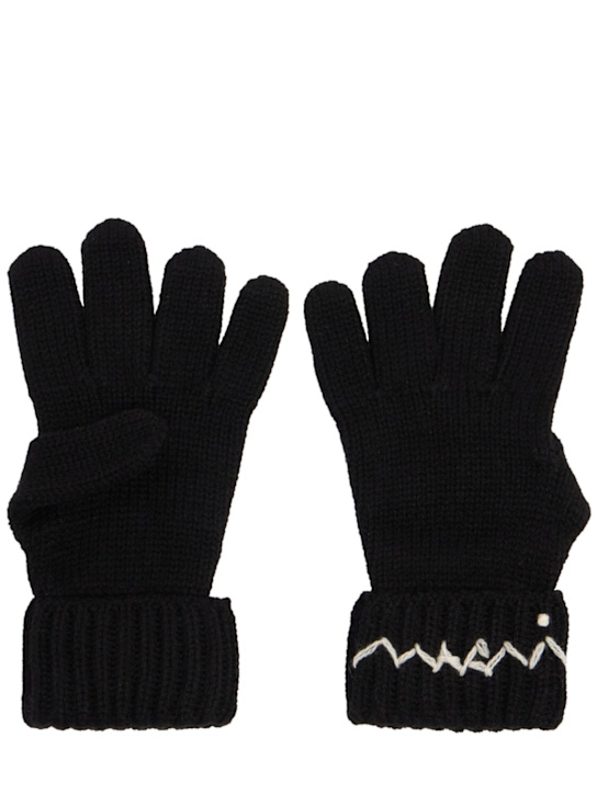 Marni Junior: Wool blend knit gloves - Black - kids-girls_0 | Luisa Via Roma