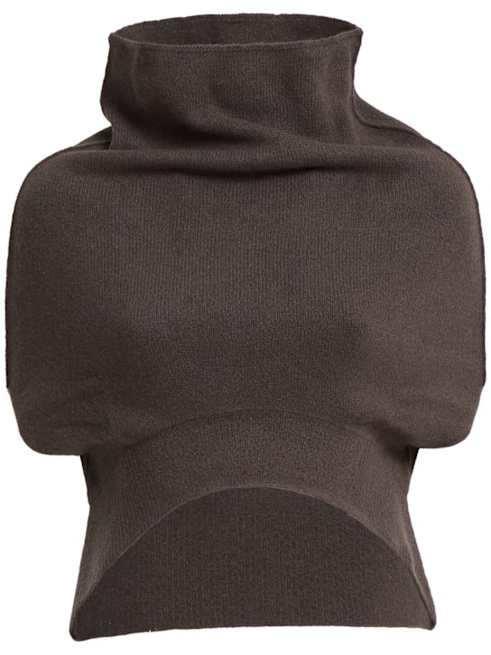 Rick Owens: Boiled cashmere blend knit draped top - Taupe - women_0 | Luisa Via Roma