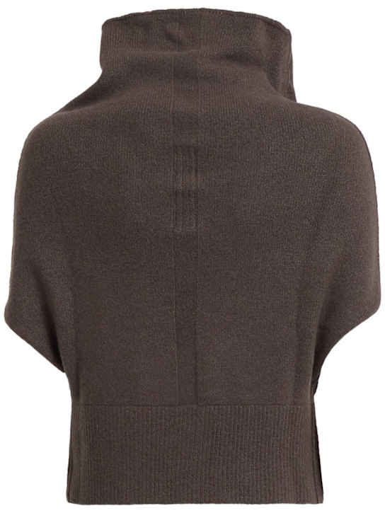 Rick Owens: Top drapé en maille mélange cachemire bouilli - Taupe - women_1 | Luisa Via Roma