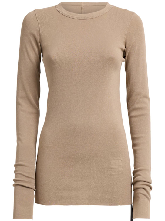 Rick Owens DRKSHDW: Jersey long sleeve t-shirt - Light Grey - women_0 | Luisa Via Roma