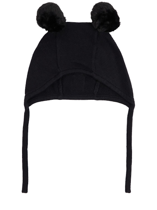 Mini Rodini: Knit baby hat - ブラック - kids-girls_0 | Luisa Via Roma