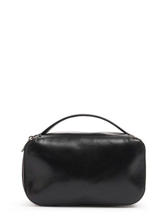 Rick Owens: Medium leather toiletry bag - Black - women_0 | Luisa Via Roma