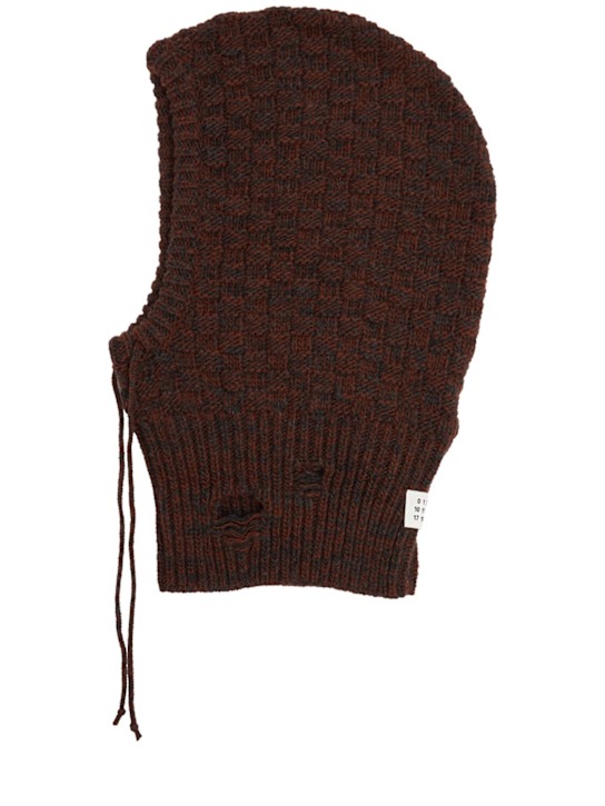 MM6 Maison Margiela: Knit balaclava - Dark Grey/Melan - men_0 | Luisa Via Roma