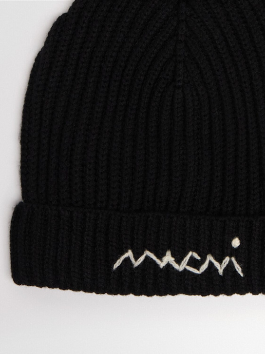 Marni Junior: Wool blend knit beanie - ブラック - kids-girls_1 | Luisa Via Roma