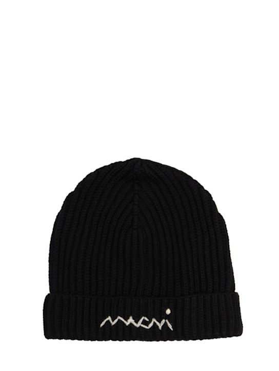 Marni Junior: 울 혼방 니트 비니 모자 - 블랙 - kids-girls_0 | Luisa Via Roma