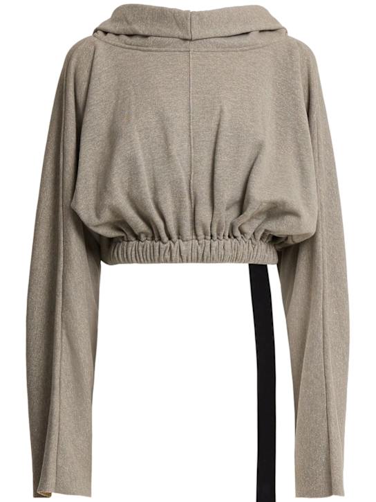 Rick Owens DRKSHDW: Jersey cropped hooded sweatshirt - women_0 | Luisa Via Roma