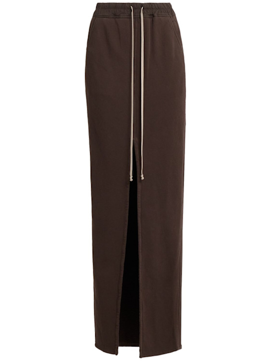 Rick Owens DRKSHDW: Phleg jersey front slit long skirt - Dark Dust - women_0 | Luisa Via Roma