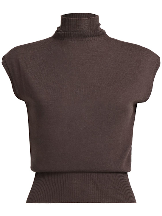 Rick Owens: Knit short sleeve top - Taupe - women_0 | Luisa Via Roma