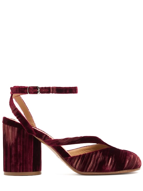 Maison Margiela: 80mm Tabi used velvet pumps - Red - women_0 | Luisa Via Roma