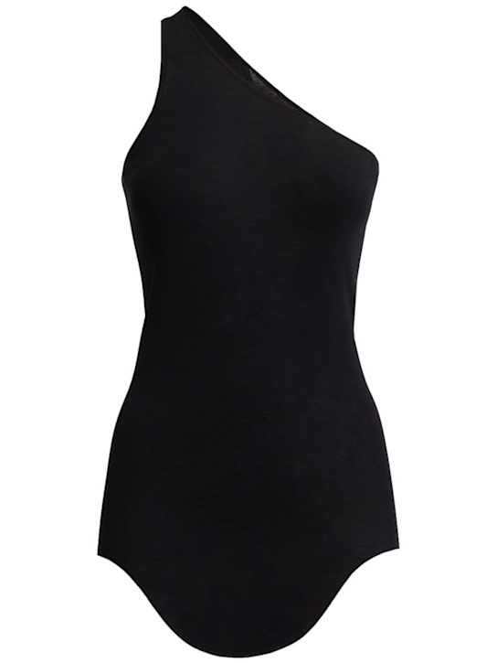 Rick Owens: One-shoulder jersey top - Black - women_0 | Luisa Via Roma