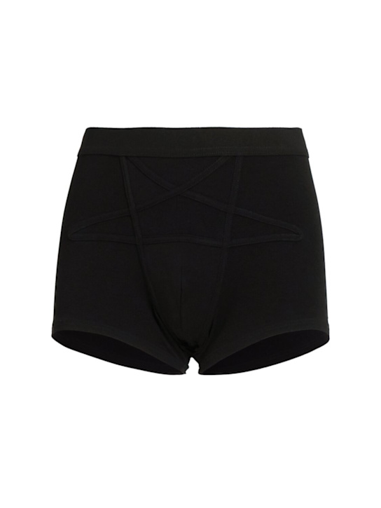 Rick Owens: Penta boxer cotton briefs - Black - men_0 | Luisa Via Roma