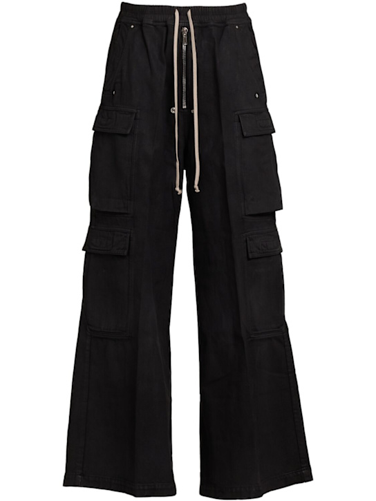 Rick Owens DRKSHDW: Double jumbo belas waxed cargo pants - Black Wax - men_0 | Luisa Via Roma