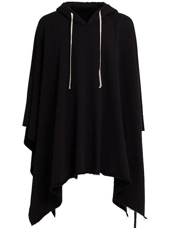 Rick Owens DRKSHDW: Hooded cotton poncho - Black - men_0 | Luisa Via Roma