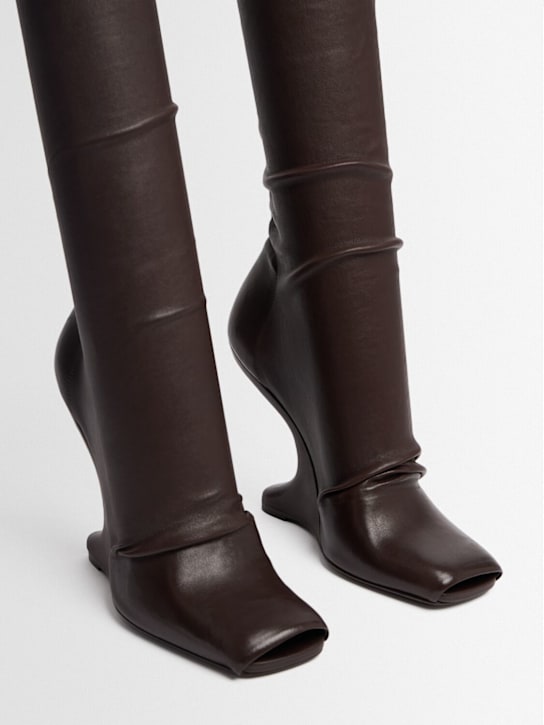 Rick Owens: 110mm Cantilever leather thigh-high boot - Mahogany - women_1 | Luisa Via Roma