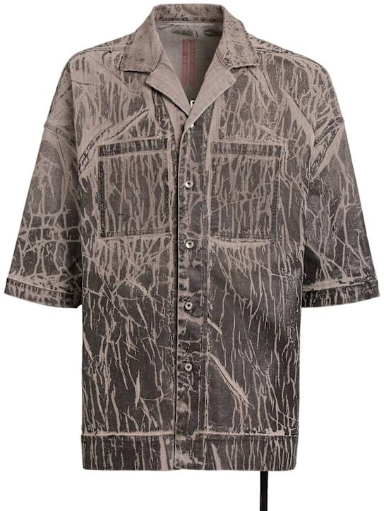 Rick Owens DRKSHDW: Chemise Magnum Tommy noire à effet foil - Noir - men_0 | Luisa Via Roma