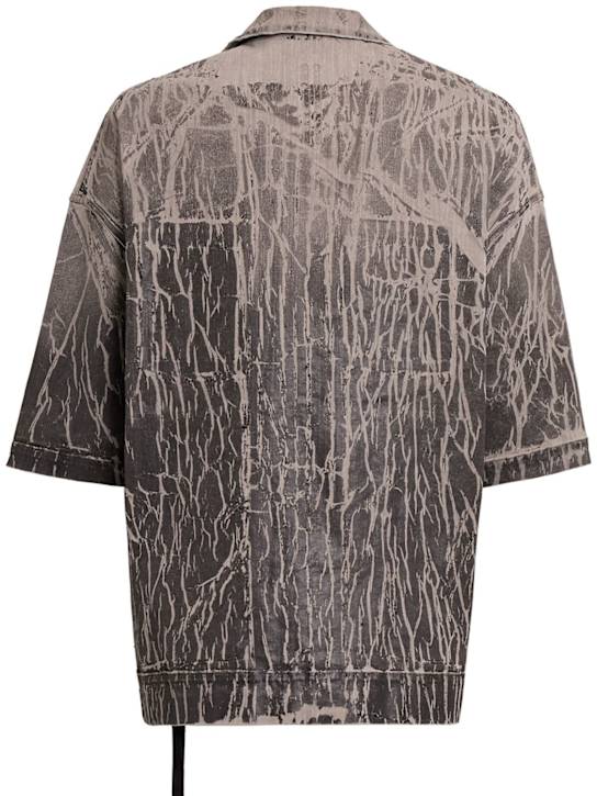 Rick Owens DRKSHDW: Chemise Magnum Tommy noire à effet foil - Noir - men_1 | Luisa Via Roma