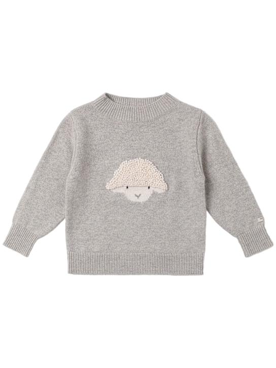Donsje: Embroidered wool knit sweater - グレー - kids-boys_0 | Luisa Via Roma