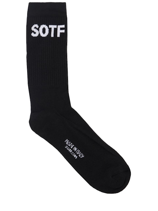 SOTF: Logo cotton blend socks - Black - men_0 | Luisa Via Roma