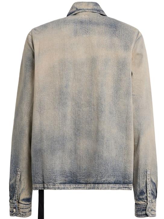 Rick Owens DRKSHDW: Cotton denim zip-front jacket - Mineral Pearl - men_1 | Luisa Via Roma