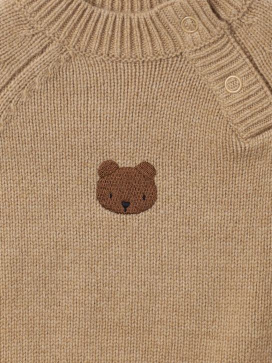 Donsje: Embroidered wool knit sweater - Brown - kids-boys_1 | Luisa Via Roma