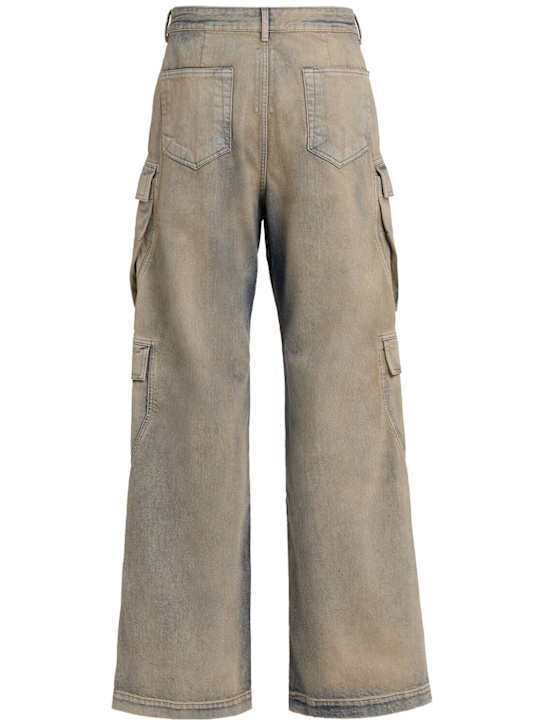 Rick Owens DRKSHDW: Double cotton denim cargo jeans - Mineral Pearl - men_1 | Luisa Via Roma