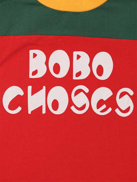 Bobo Choses: Logo print organic cotton t-shirt - レッド - kids-boys_1 | Luisa Via Roma
