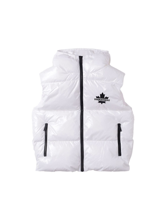 Dsquared2: Hooded nylon puffer vest - White - kids-girls_0 | Luisa Via Roma