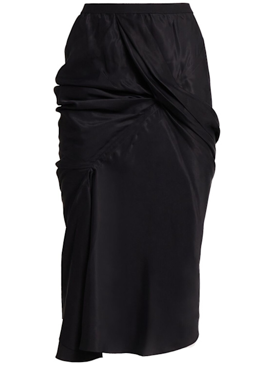 Rick Owens: Seb washed cupro draped midi skirt - Black - women_0 | Luisa Via Roma