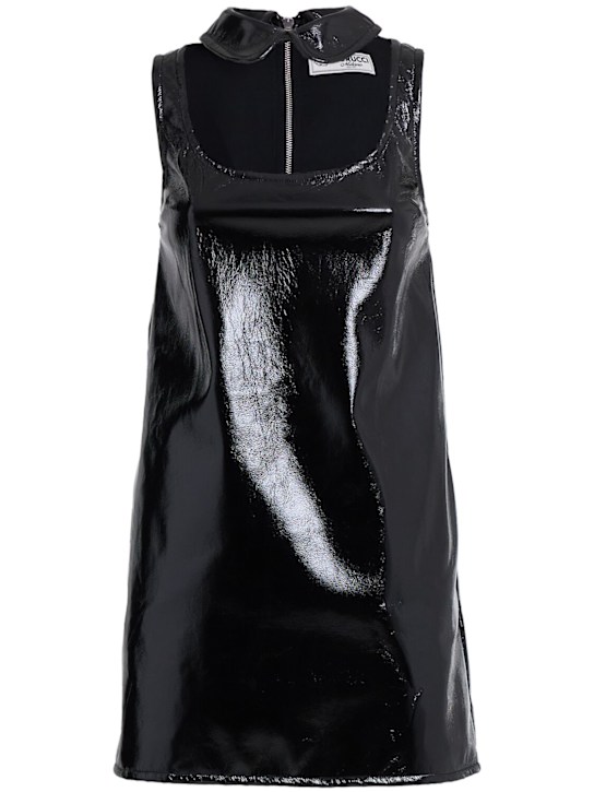Fiorucci: Collar cutout vinyl mini dress - Black - women_0 | Luisa Via Roma