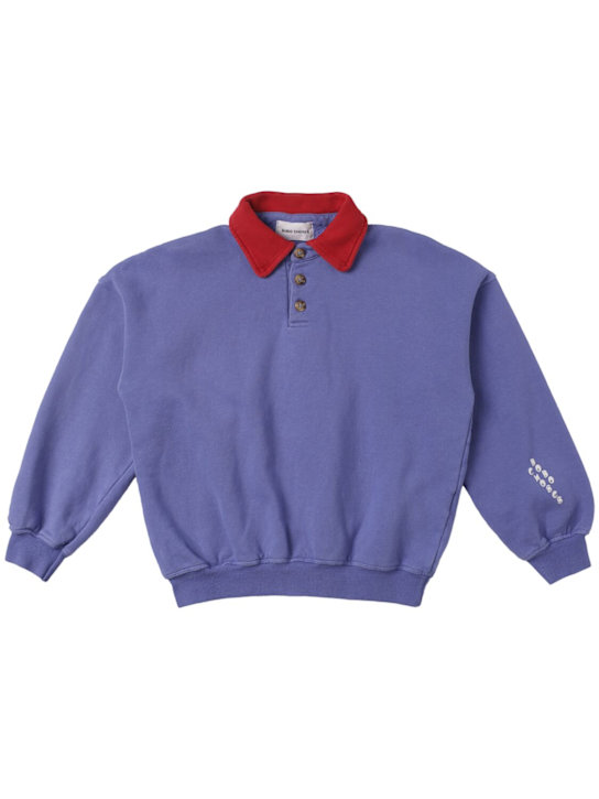 Bobo Choses: Printed organic cotton polo sweatshirt - ブルー - kids-boys_0 | Luisa Via Roma