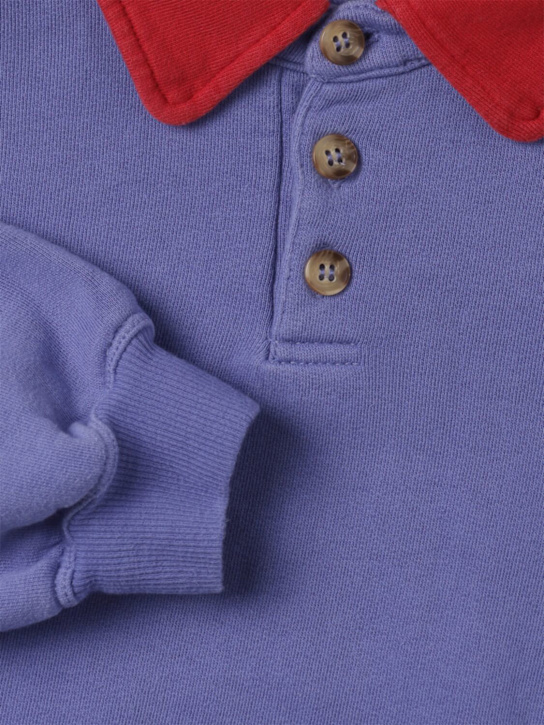 Bobo Choses: Printed organic cotton polo sweatshirt - ブルー - kids-boys_1 | Luisa Via Roma