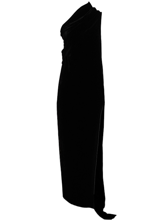 Rick Owens: Athena draped velvet long dress - ブラック - women_0 | Luisa Via Roma