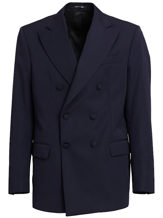 Lc23: Double breast wool blazer - Navy - men_0 | Luisa Via Roma