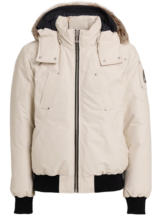 Moose Knuckles: Baumwoll-Daunenbomber mit Kunstfell „Ballistic“ - Alabaster - men_0 | Luisa Via Roma