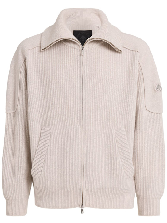 Moose Knuckles: Colson wool blend knit full-zip sweater - men_0 | Luisa Via Roma