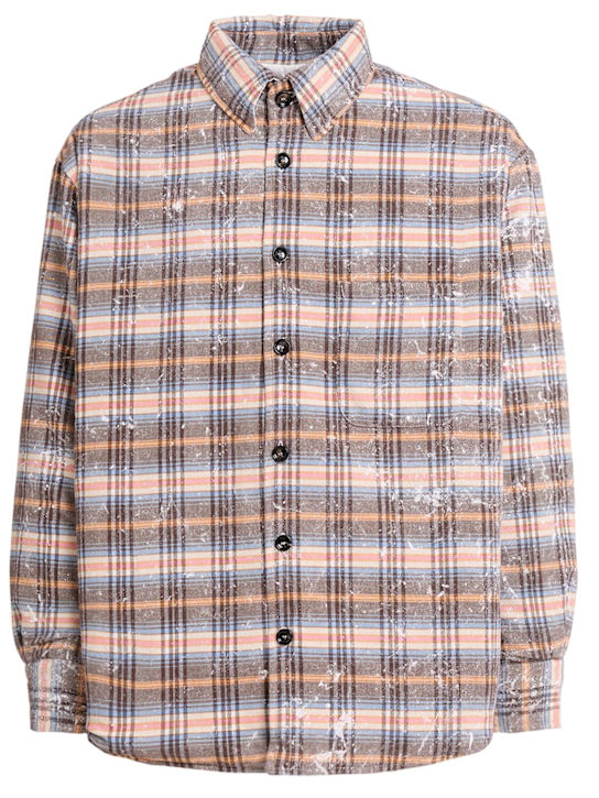 Lc23: Checked wool blend shirt - Beige/Orange - men_0 | Luisa Via Roma
