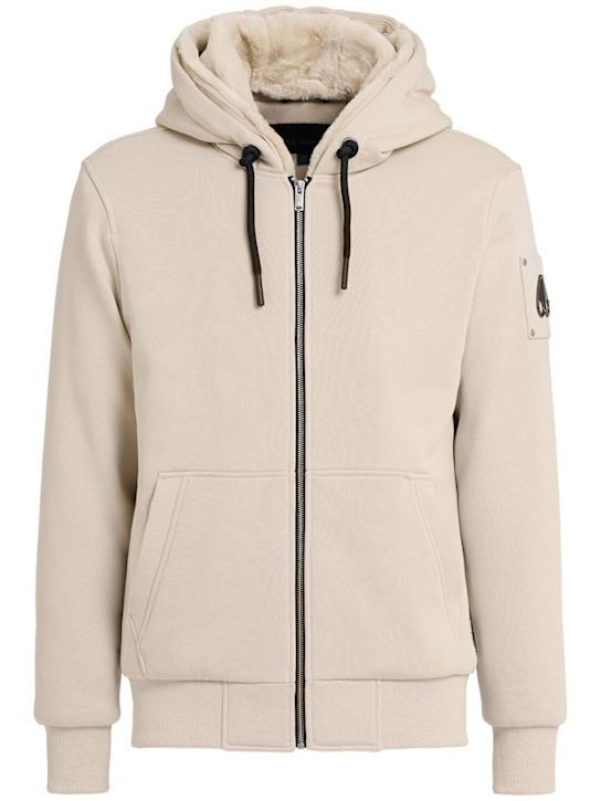 Moose Knuckles: Bunny hooded zip-up sweatshirt - Alabaster - men_0 | Luisa Via Roma
