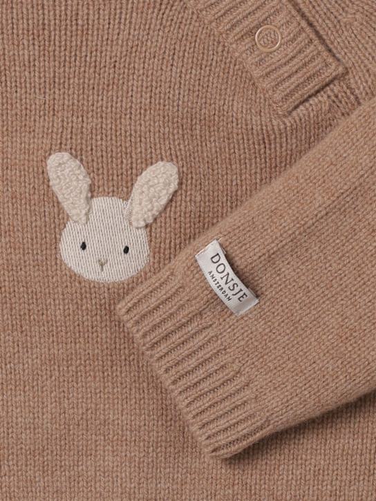 Donsje: 刺绣羊毛针织毛衣 - 棕色 - kids-girls_1 | Luisa Via Roma
