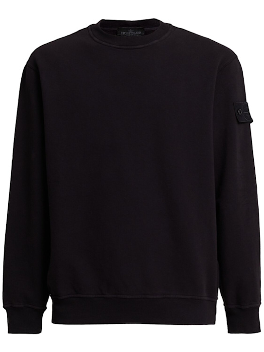 Stone Island: Cotton blend sweatshirt - Black - men_0 | Luisa Via Roma