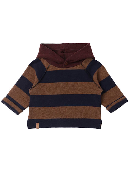 1 + IN THE FAMILY: Striped cotton blend hoodie - ブラウン - kids-boys_0 | Luisa Via Roma