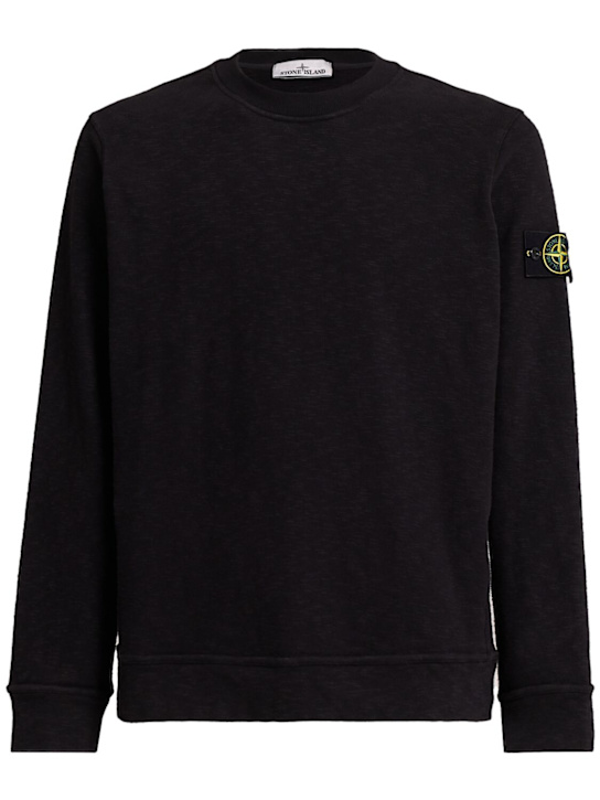 Stone Island: Vanisé brushed heavy cotton sweatshirt - Black - men_0 | Luisa Via Roma