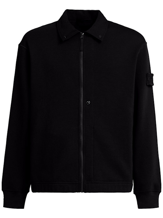 Stone Island: Wool & cotton zip-up cardigan - men_0 | Luisa Via Roma
