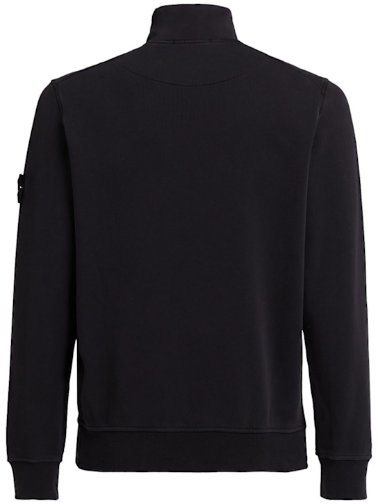 Stone Island: Cotton zip-up cardigan - Black - men_1 | Luisa Via Roma