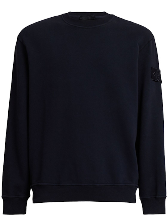 Stone Island: Sweatshirt aus Baumwollmischung - Dunkelblau - men_0 | Luisa Via Roma