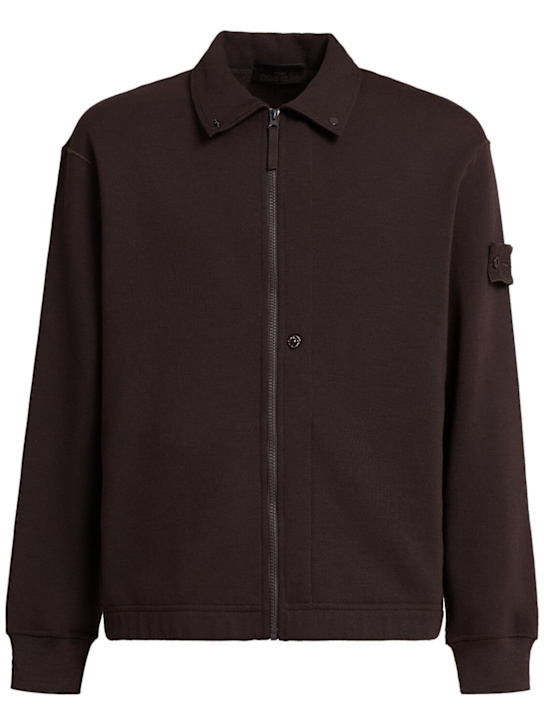 Stone Island: Wool & cotton zip-up cardigan - men_0 | Luisa Via Roma